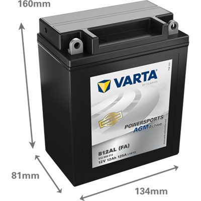 Powersports AGM Active 12V 12Ah 125 A – B12AL (FA) | Motosiklet & ATV Aküsü