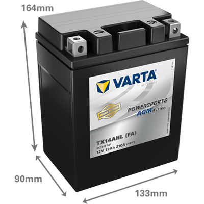 Powersports AGM Active 12V 12Ah 210 A – TX14AHL (FA) | Motosiklet & ATV Aküsü