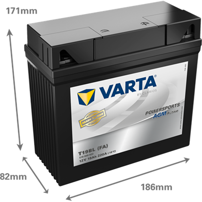 Powersports AGM Active 12V 18Ah 220 A – T19BL (FA) | Motosiklet & ATV Aküsü