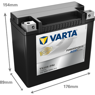 Powersports AGM Active 12V 18Ah 310 A – TX20H (FA) | Motosiklet & ATV Aküsü
