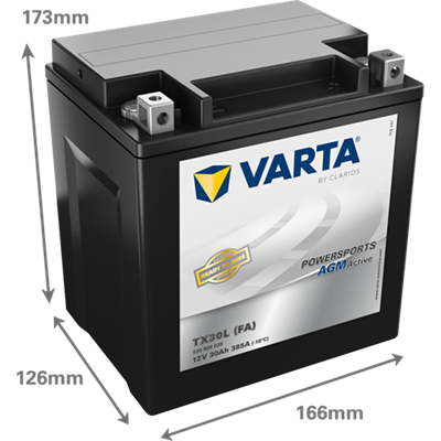 Powersports AGM Active 12V 30Ah 385 A – TX30L (FA) | Motosiklet & ATV Aküsü