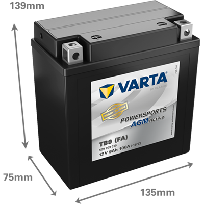 Powersports AGM Active 12V 9Ah 100 A – TB9 (FA) | Motosiklet & ATV Aküsü