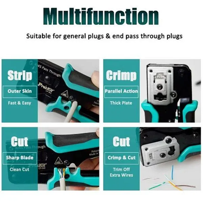 Proskit CP-342 Mini RJ45 Sıkma Pensesi 4 Fonksiyonlu Geçişli Konektör