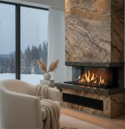 Revega  H100UB-L Seramik Camlı Hermetik Doğalgazlı Şömine 7 Kw - 1000mm