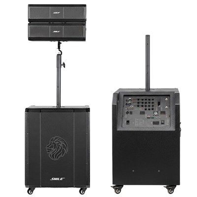 Shile SL-9 400W Aktif Kule Ses Sistemi 2 Adet Kablosuz Mikrofonlu Tekerlekli MDF Kasa Bluetooth/TWS/DSP Destekli PA Seti