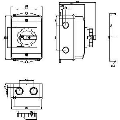 Siemens 3LD2264-0TB53 Kutulu Şalteri 3x32A. Sarı/Kırmızı IP65