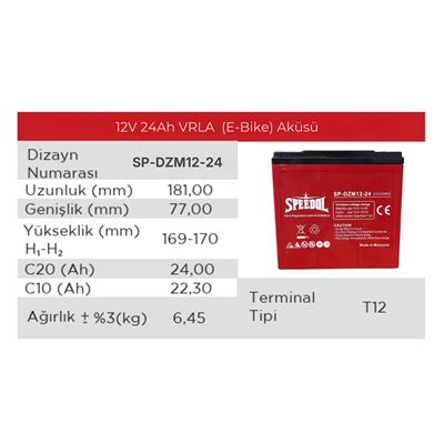 SPEEDOL SP-DZM12-24 E-BIKE BATTERY (12V24AH)