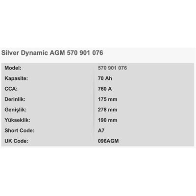 VARTA A7 / E39 SILVER DYNAMIC 12V 70AH AKU Start-Stop AGM