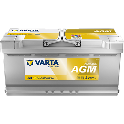 VARTA Dynamic AGM 12V 105Ah 950 CCA – Start-Stop ve xEV Uyumlu Akü