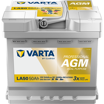 VARTA Dynamic AGM 12V 50Ah 540 CCA – Start-Stop ve xEV Uyumlu Akü