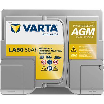VARTA Dynamic AGM 12V 50Ah 540 CCA – Start-Stop ve xEV Uyumlu Akü