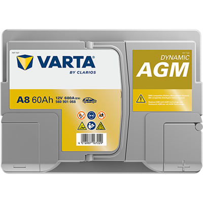 VARTA Dynamic AGM 12V 60Ah 680 CCA – Start-Stop ve xEV Uyumlu Akü