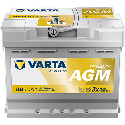 VARTA Dynamic AGM 12V 60Ah 680 CCA – Start-Stop ve xEV Uyumlu Akü