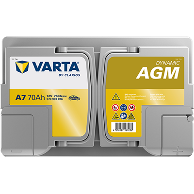 VARTA Dynamic AGM 12V 70Ah 760 CCA – Start-Stop ve xEV Uyumlu Akü