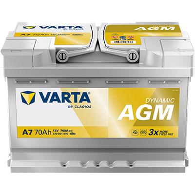 VARTA Dynamic AGM 12V 70Ah 760 CCA – Start-Stop ve xEV Uyumlu Akü