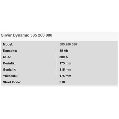 VARTA F18 SILVER DYNAMIC 12V 85AH AKU