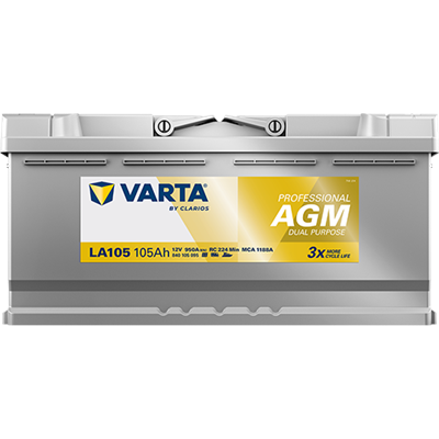 VARTA Professional AGM 12V 105Ah 950A – LA105 (840105095) | Marin ve Karavan Aküsü