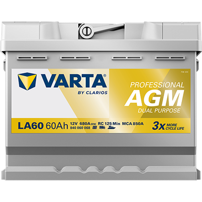 VARTA Professional AGM 12V 60Ah 680A – LA60 (840060068) | Marin ve Karavan Aküsü