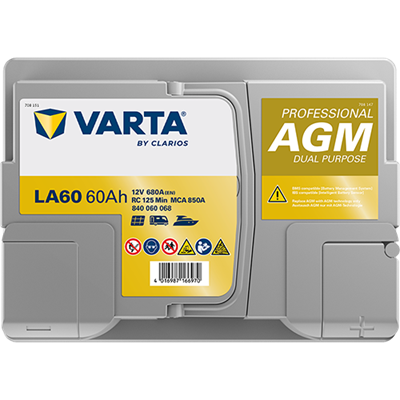 VARTA Professional AGM 12V 60Ah 680A – LA60 (840060068) | Marin ve Karavan Aküsü