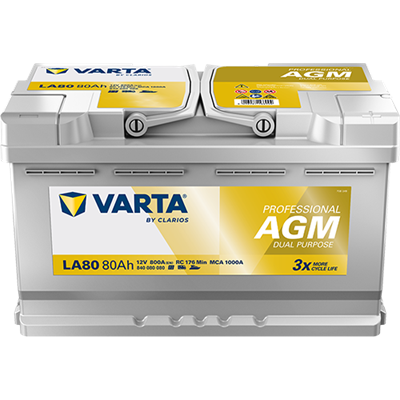 VARTA Professional AGM 12V 80Ah 800A – LA80 (840080080) | Marin ve Karavan Aküsü