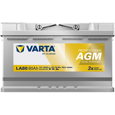 VARTA Professional AGM 12V 80Ah 800A – LA80 (840080080) | Marin ve Karavan Aküsü
