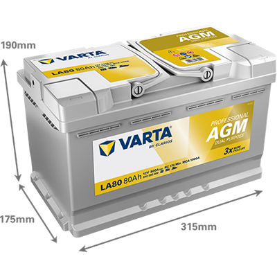 VARTA Professional AGM 12V 80Ah 800A – LA80 (840080080) | Marin ve Karavan Aküsü