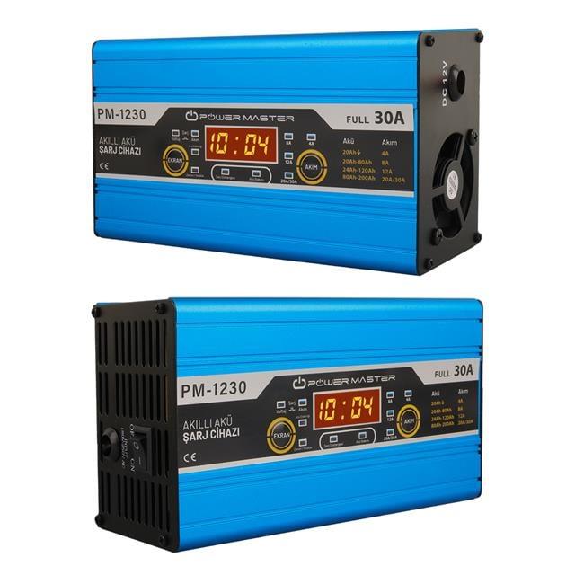 Powermaster PM-1230A 12 Volt 30 Amper LCD Ekranlı Akıllı Akü Şarj ...
