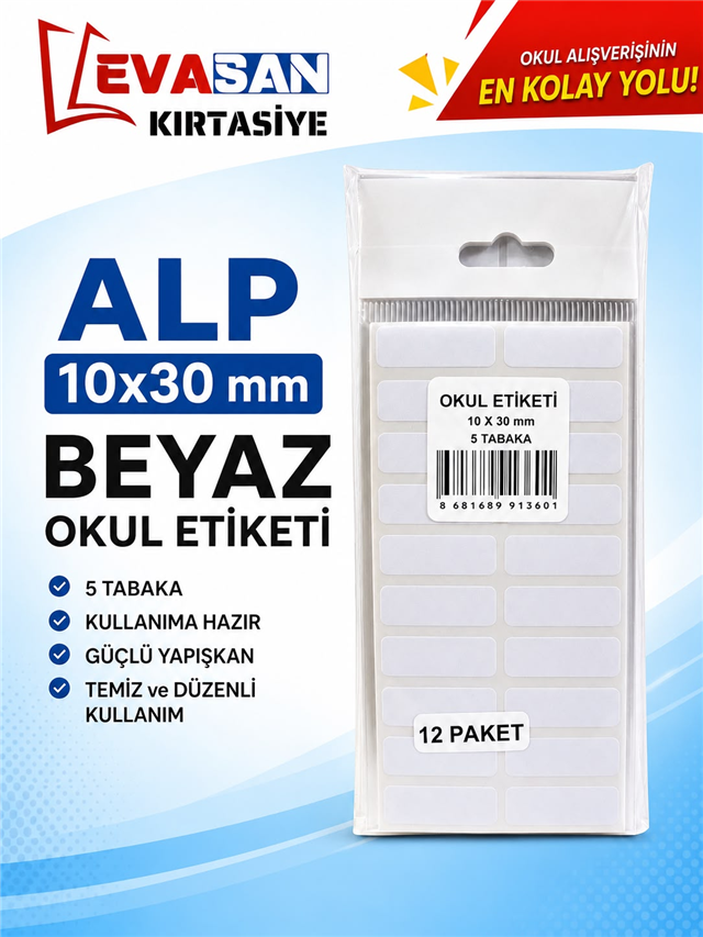 ALP 10X30 MM OKUL ETİKETİ 5 TABAKA PK:12 Lİ 