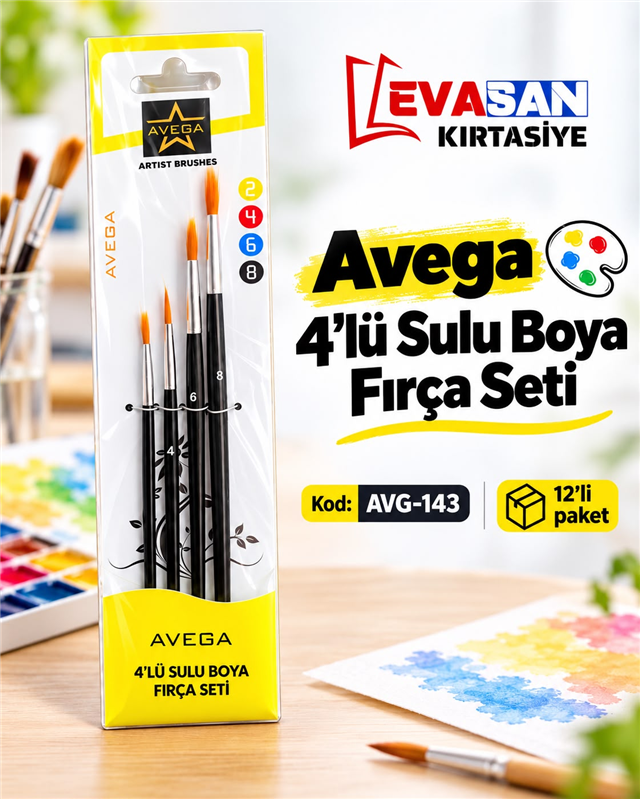 AVG-143 SULU BOYA FIRÇA SETİ 4 LÜ PK:12 Lİ *900