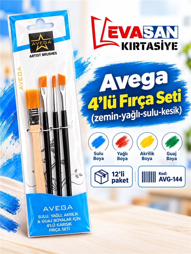 AVG-144 FIRÇA SETİ 4 LÜ (ZEMİN-YAĞLI-SULU-KESİK)