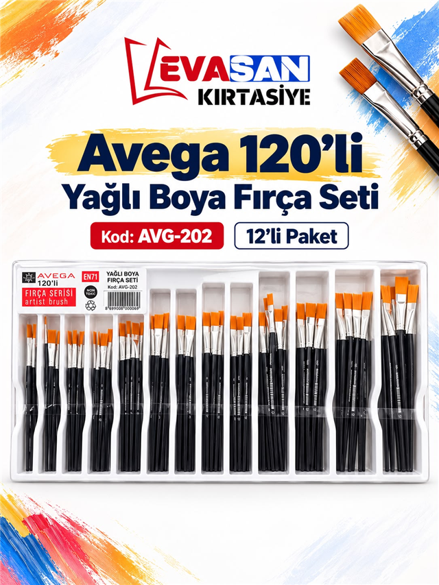 AVG-202 YAĞLI BOYA FIRÇA SETİ 120 Lİ 