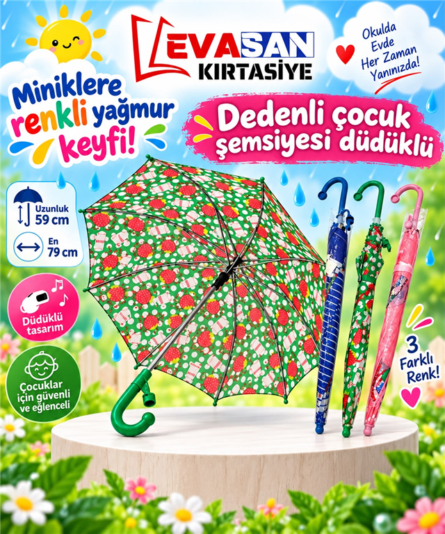ÇOCUK ŞEMSİYESİ DÜDÜKLÜ 59X79 CM