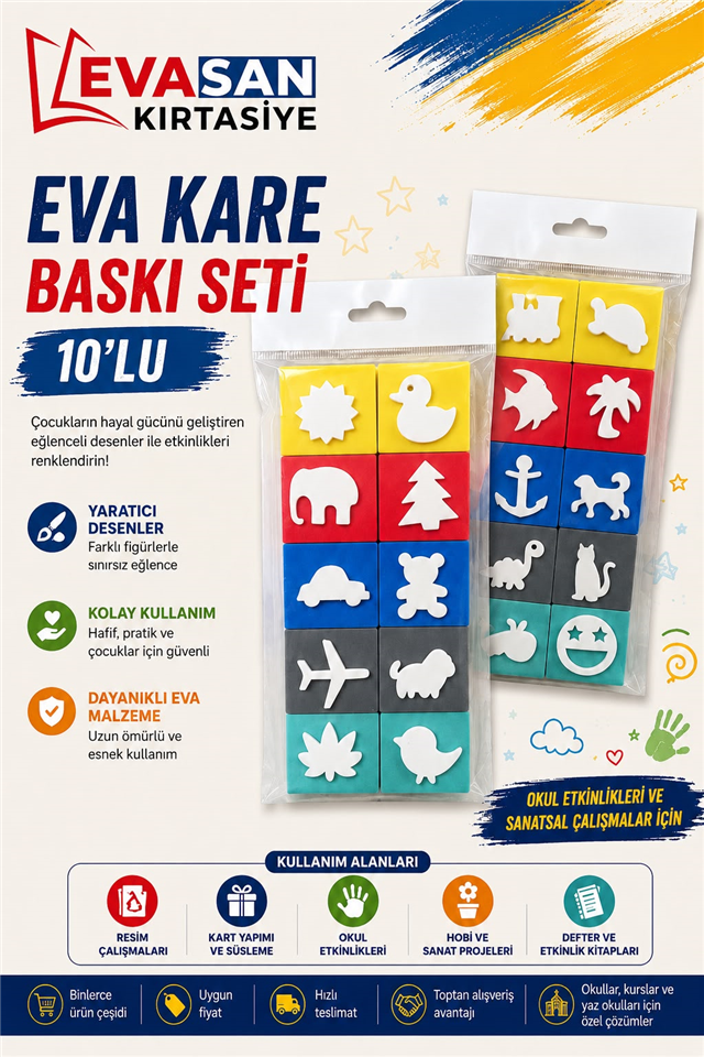 EVA KARE BASKI SETİ 10 LU