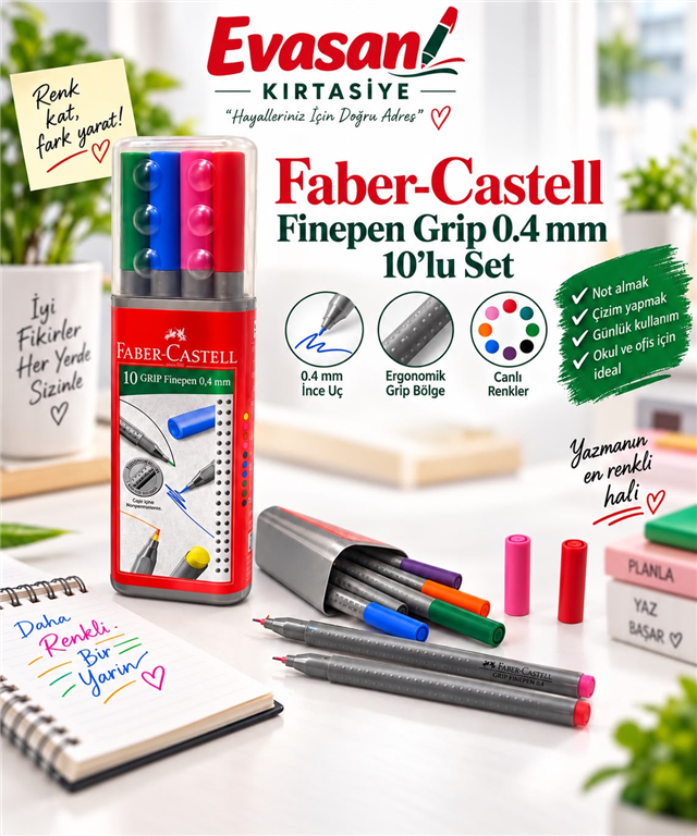 FABER FINEPEN GRIP 0.4 PLASTİK KUTU PK:10 LU