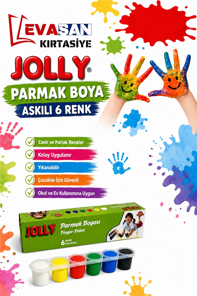 JOLLY 600 PARMAK BOYA 6 RENK 25 ML. *72