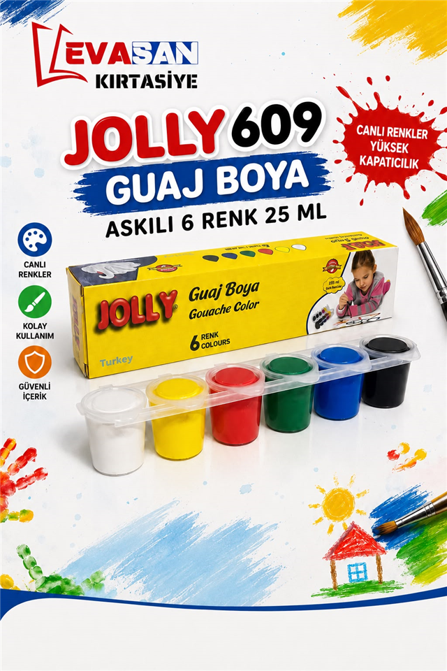 JOLLY 609 GUAJ BOYA ASKILI 6 RENK 25 ML *72