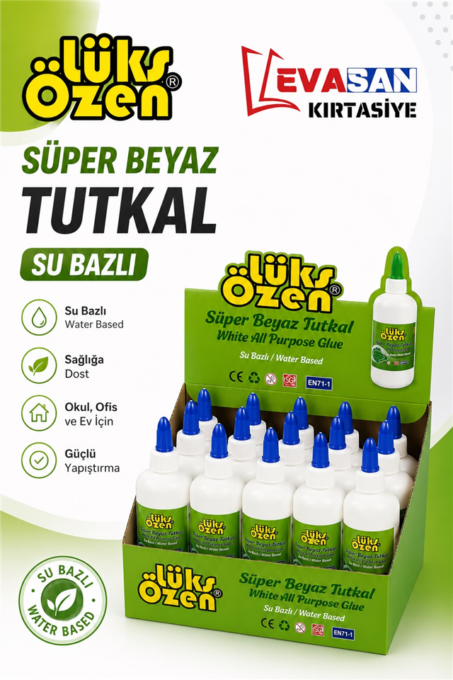 LÜKS ÖZEN EN71-1 SU BAZLI SÜPER BEYAZ TUTKAL 100G P:12 Lİ 