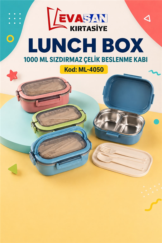 LUNCH BOX ML-4050 1000 ML SIZDIRMAZ ÇELİK BESLENME KABI