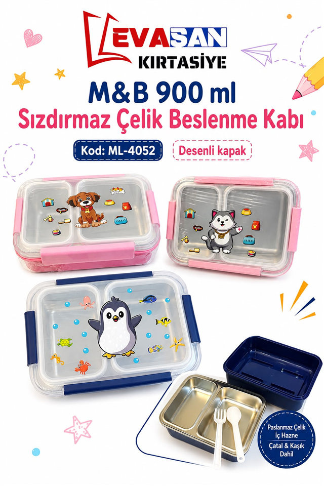 M&B 4052 900 ML SIZDIRMAZ ÇELİK BESLENME KABI 
