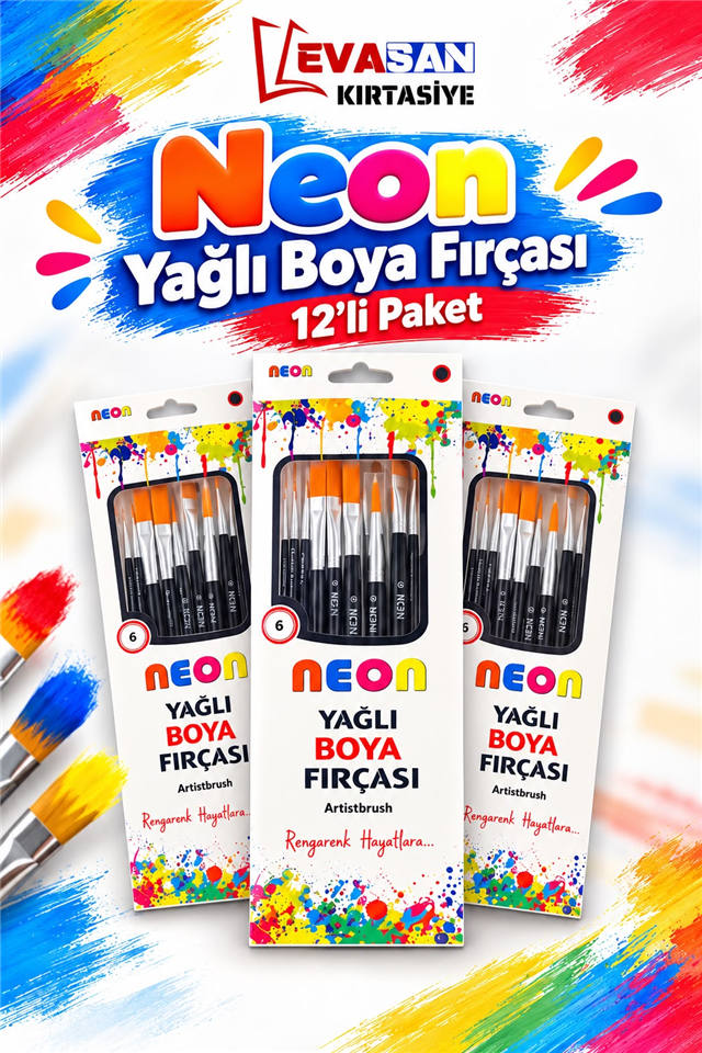 NEON 0118 YAĞLI BOYA FIRÇASI NO:5 PK:12 Lİ