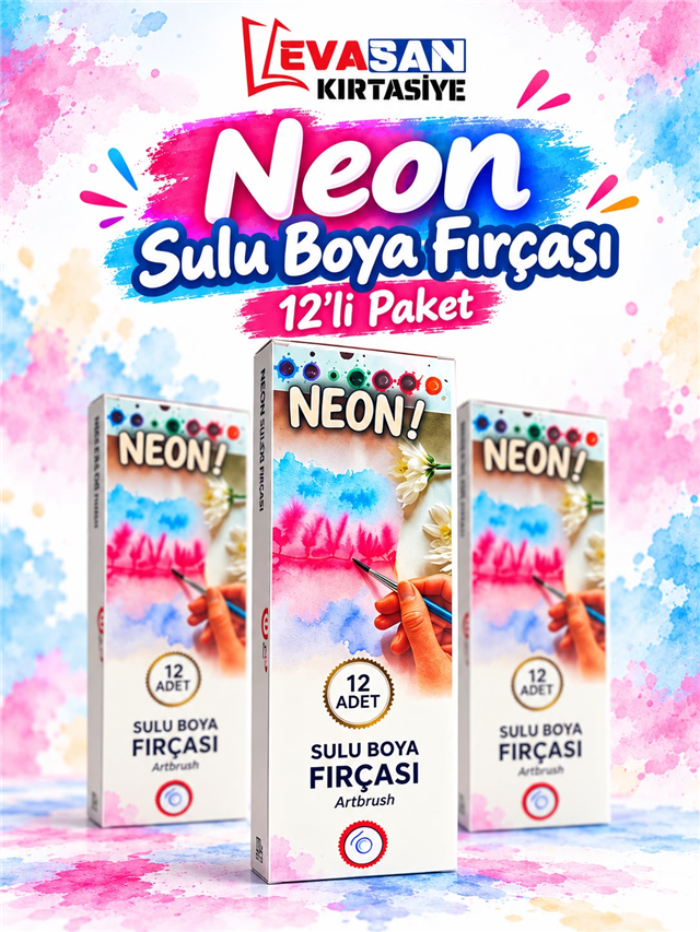 NEON SULU BOYA FIRÇASI 12 Lİ NO:12