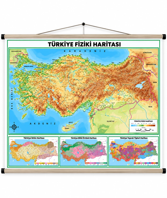 ODK 70X100 TÜRKİYE SİYASİ FİZİKİ HARİTA SELEFON ÇITALI