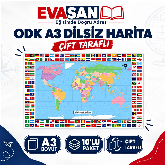 ODK A3 ÇİFT TARAFLI DİLSİZ HARİTA PK:10 LU SELEFON ÇITALI