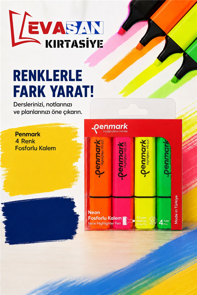 PENMARK 4 RENK FOSFORLU KALEM SET