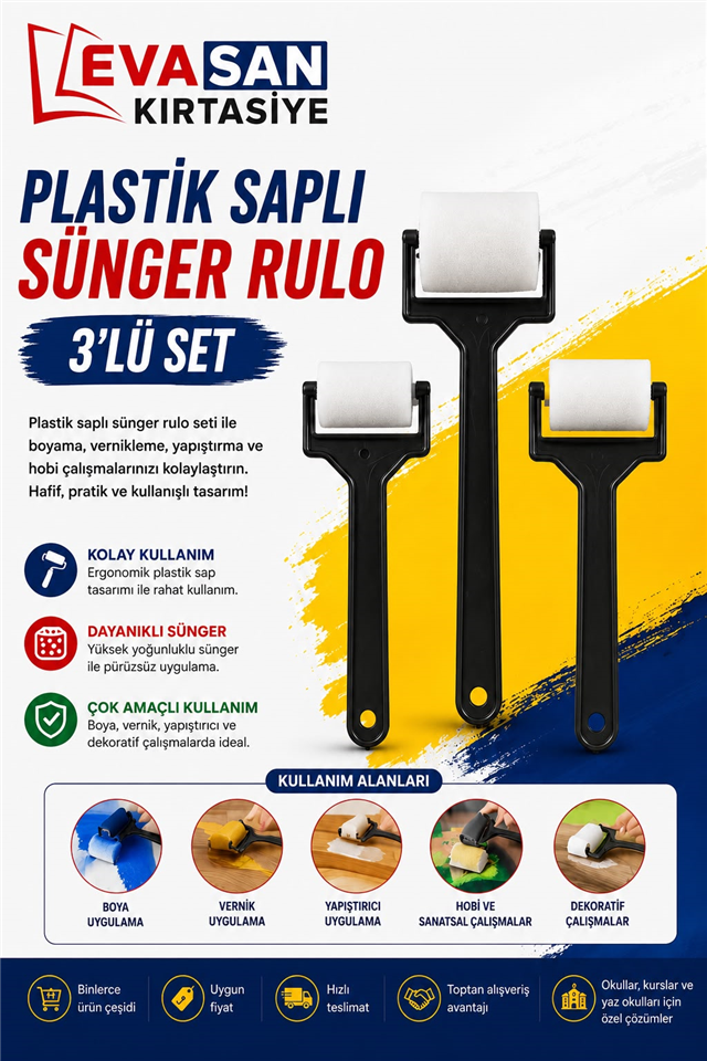 PLASTİK SAPLI SÜNGER RULO 3 LÜ SET