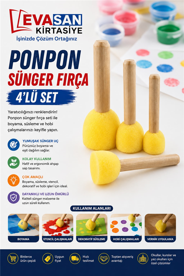 PONPON SÜNGER FIRÇA 4 LÜ