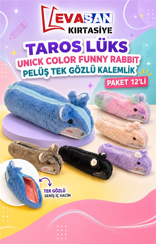 TAROS 7701 LÜKS RABBİT PELUŞ TEK GÖZLÜ KALEMLİK PK:12 Lİ 