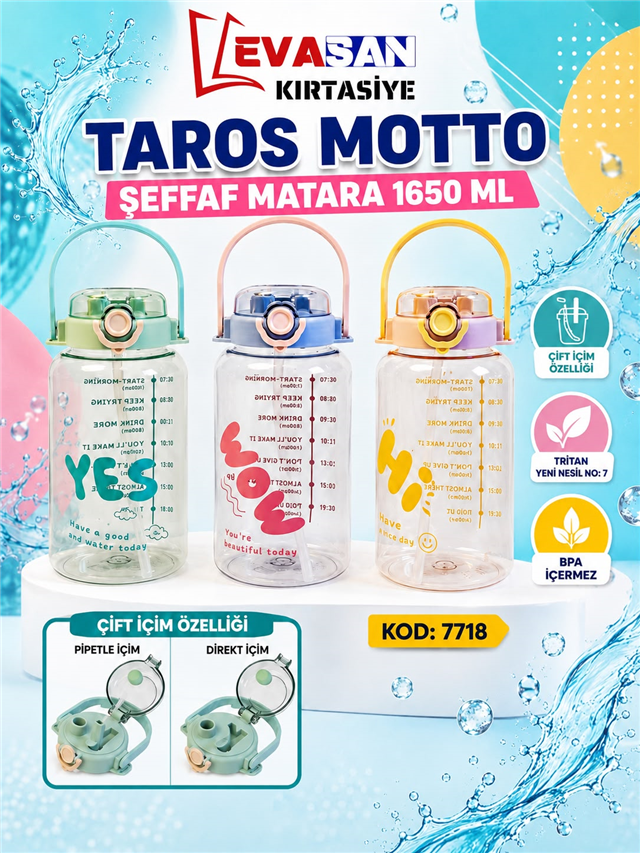 TAROS 7718 MOTTO ŞEFFAF MATARA 1650 ML 