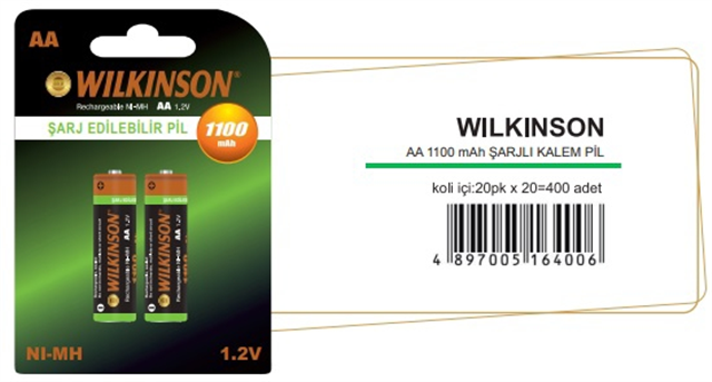 WILKINSON AA1.2V ŞARJ EDİLEBİLİR KALEM PİL 1100 MAH