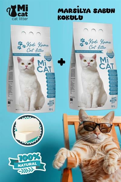 MiCat – 2x10 Litre – Marsilya Sabun Kokulu – Aktif Karbonlu – Topaklanan / Tozsuz